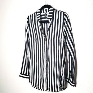 Black and white striped blouse / dress shirt